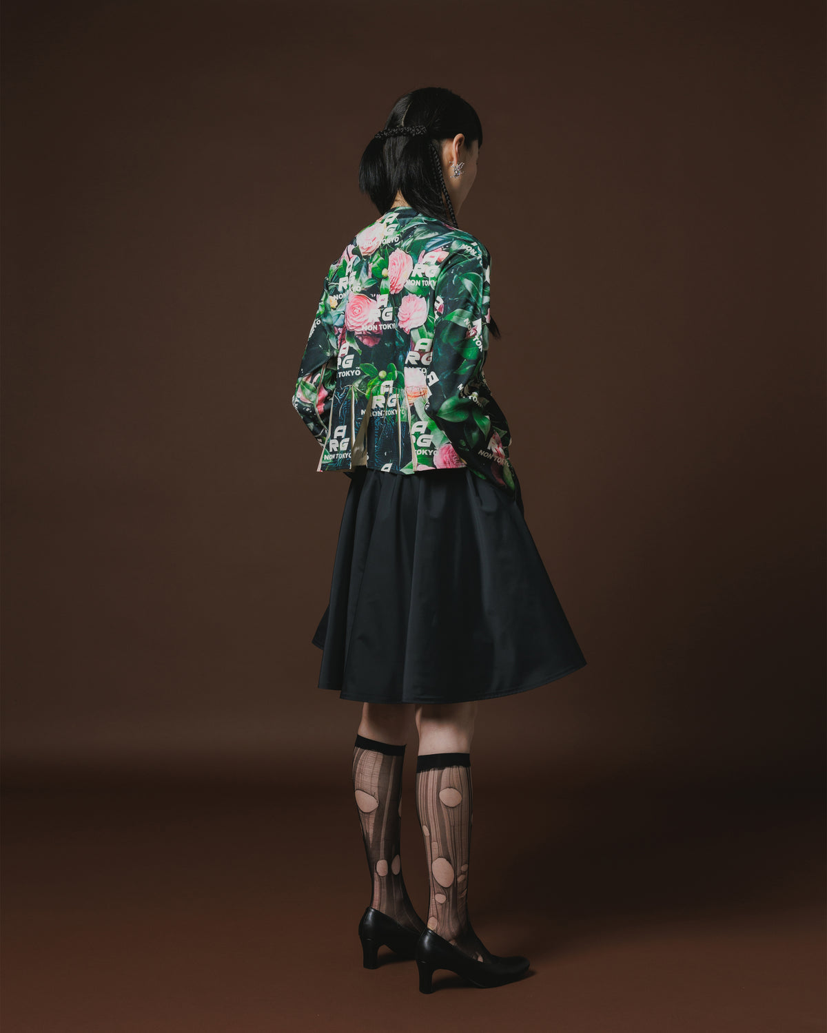 REVERSIBLE GATHER SKIRT (L.BLUE x BLACK )