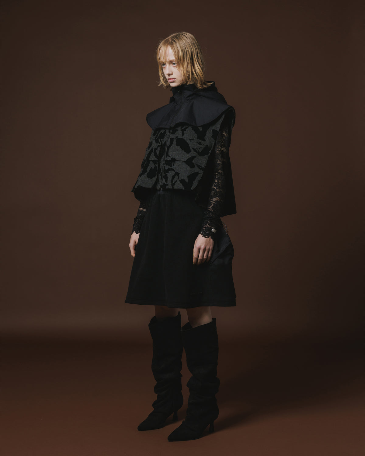 FLEECE MINI CARGO SKIRT (BLACK)