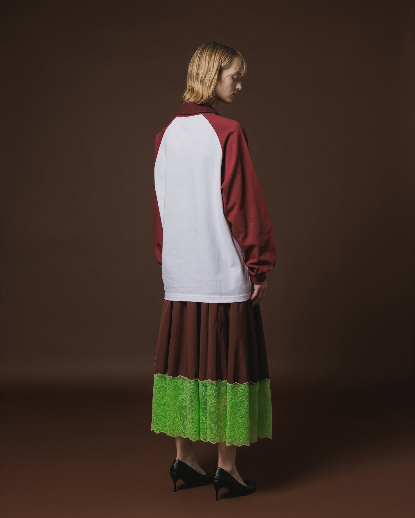 LACE RIBBON SKIRT (WINE)