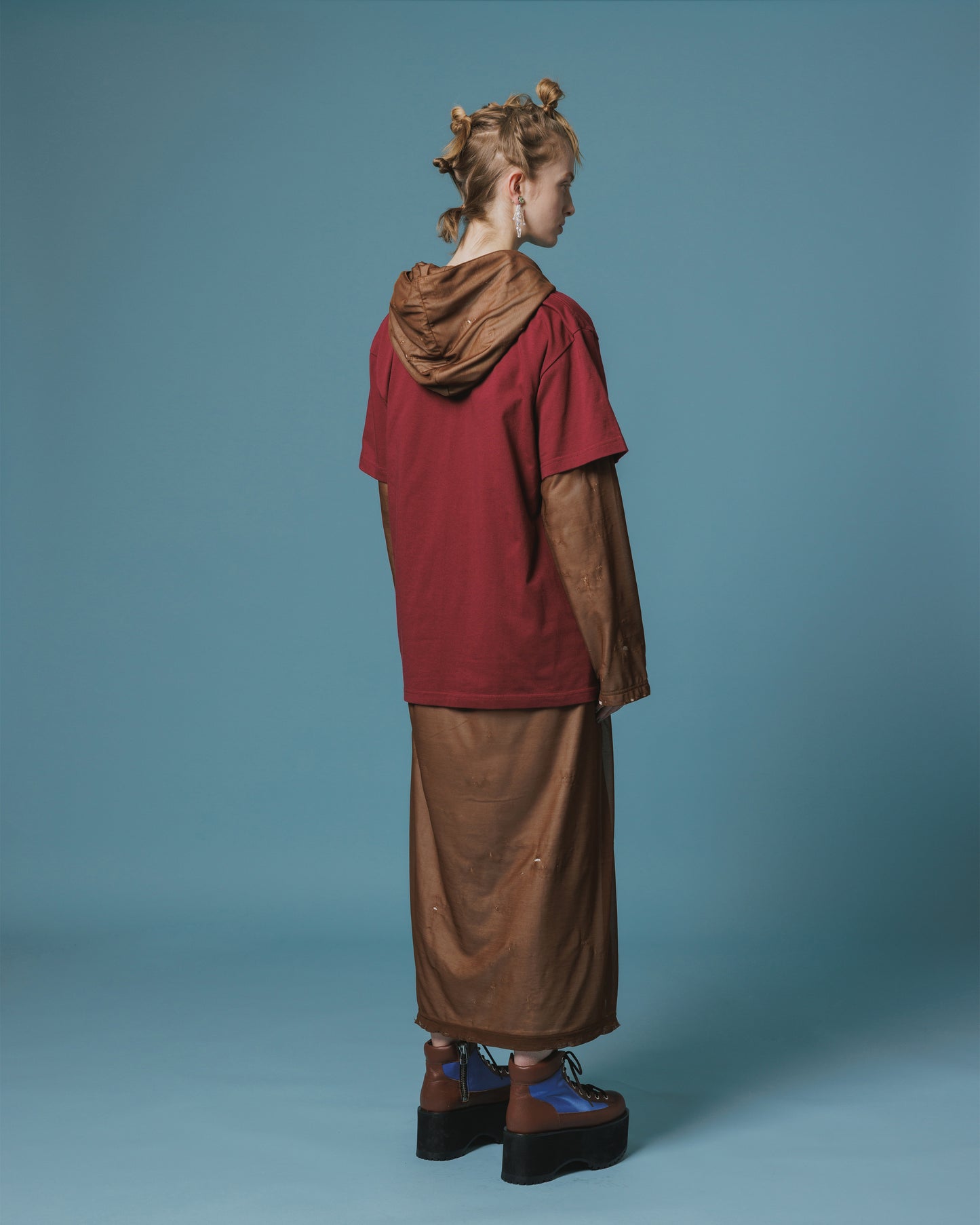 LACE V-NECK T-SHIRT (WINE)