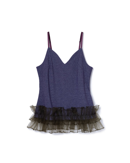 FRILL CAMISOLE (PURPLE×KHAKI)