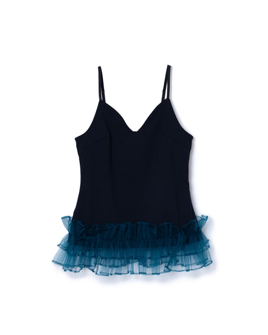 FRILL CAMISOLE (BLACK×GREEN)