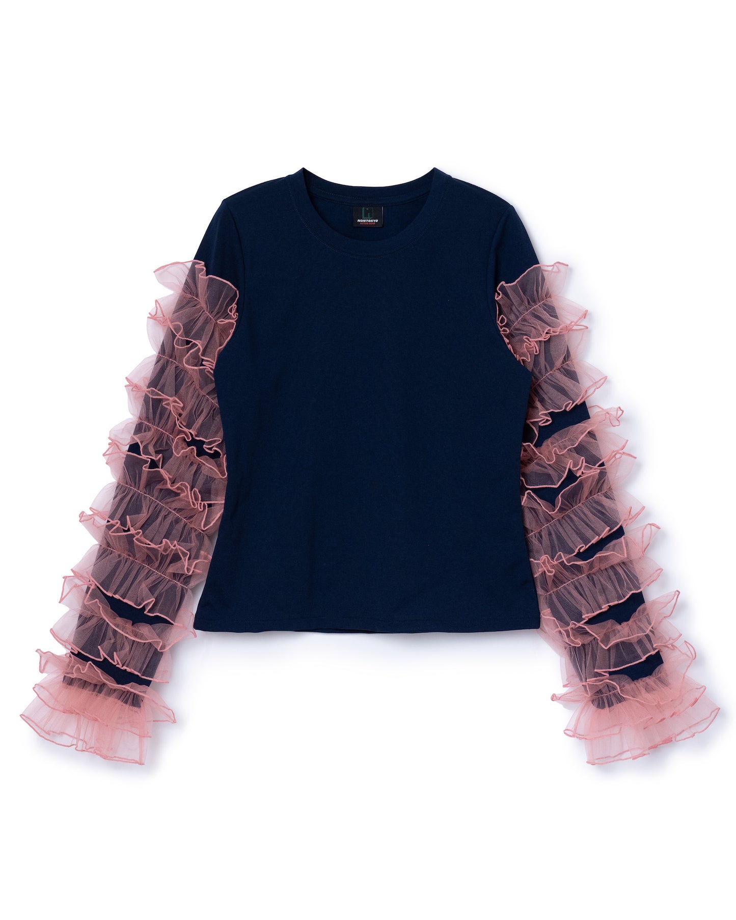 FRILL SLEEVE C/S (NAVY x PINK)