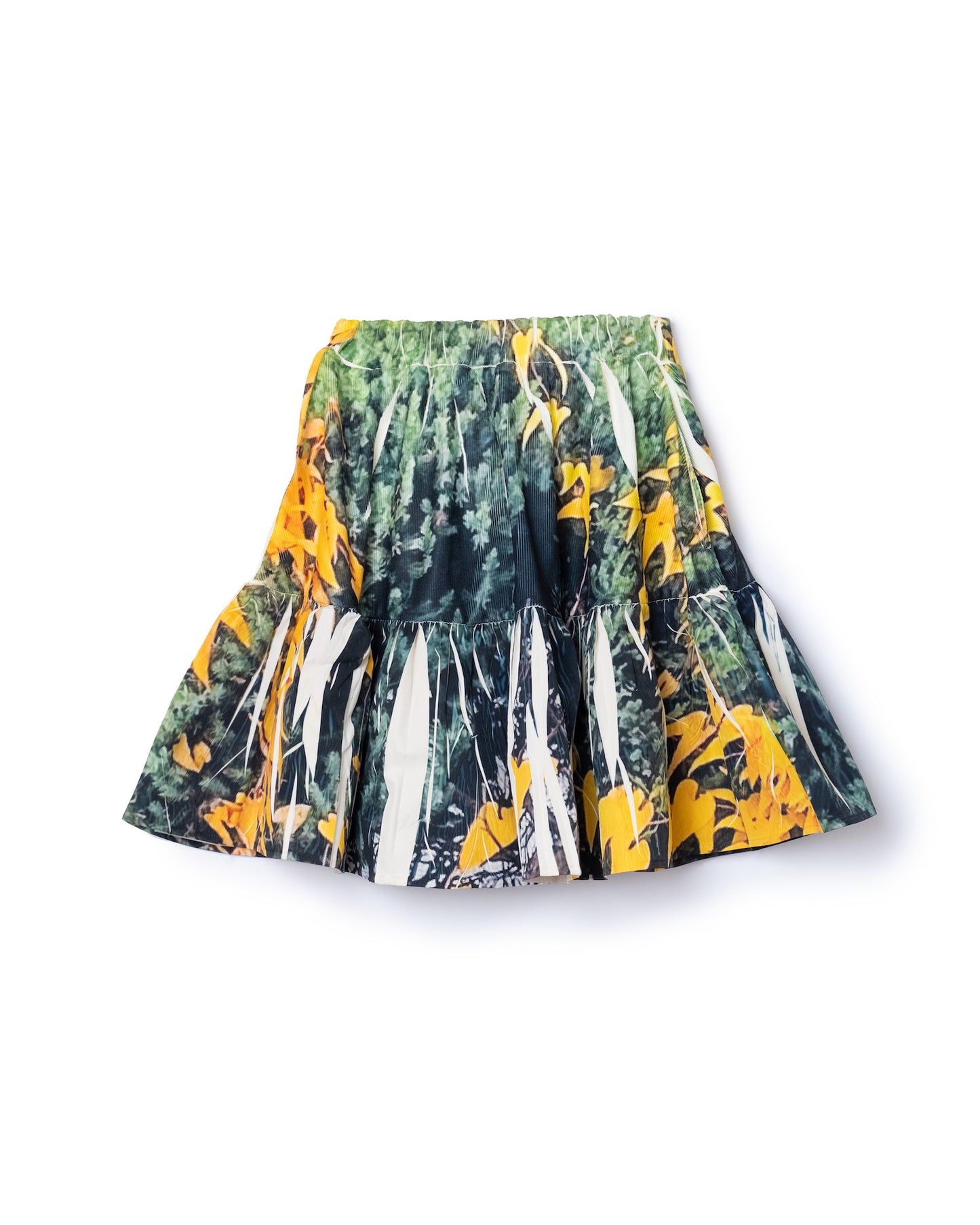 DIRECT PRINT RIB GATHER MINI SKIRT (YELLOW WOOD)