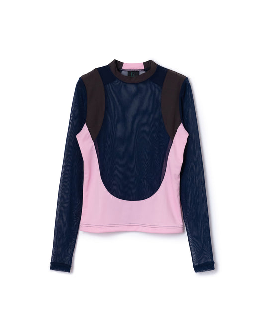 SHEER SWITCHING C/S (NAVY x PINK)