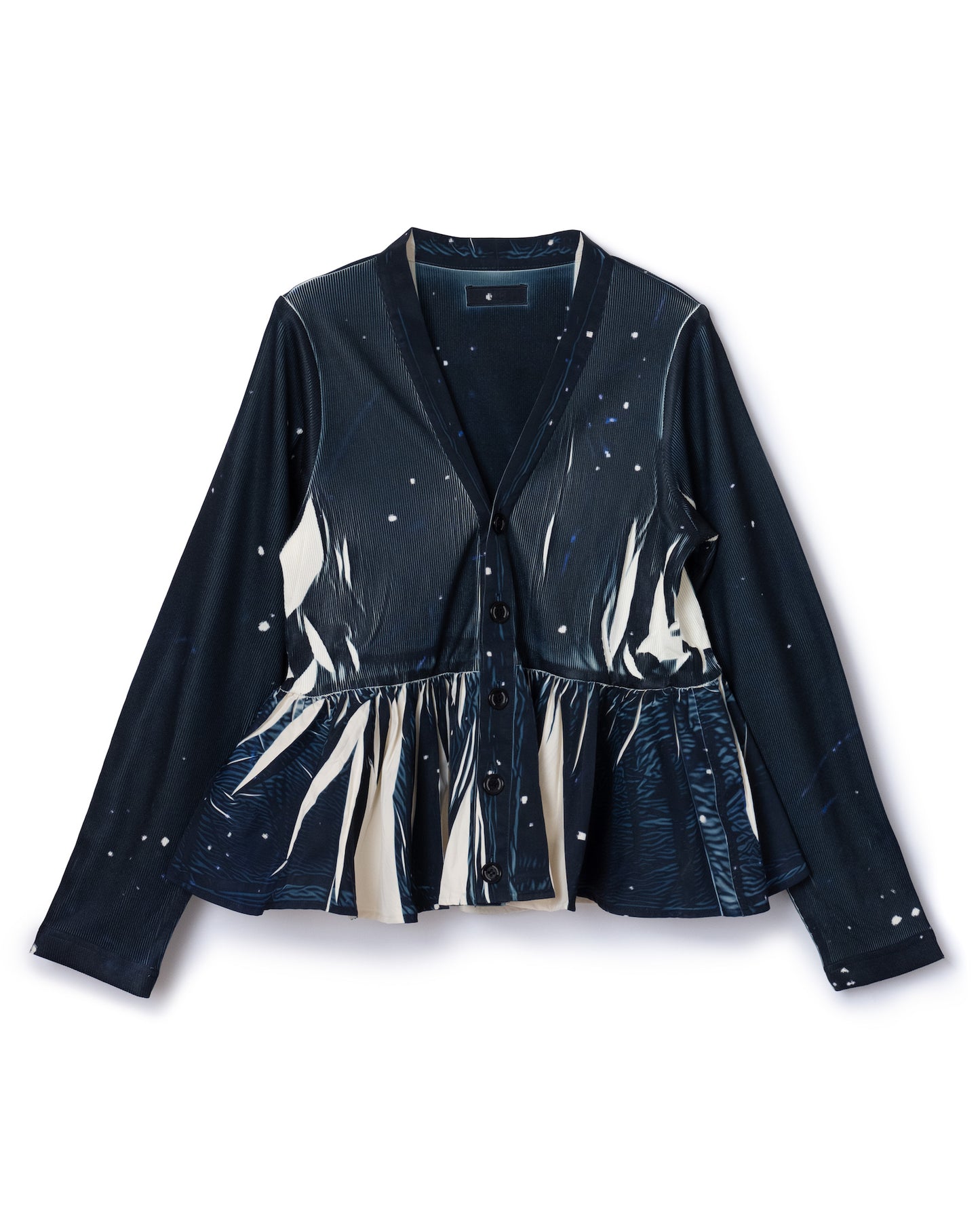 DIRECT PRINT RIB GATHER CARDIGAN (STARRY SKY)