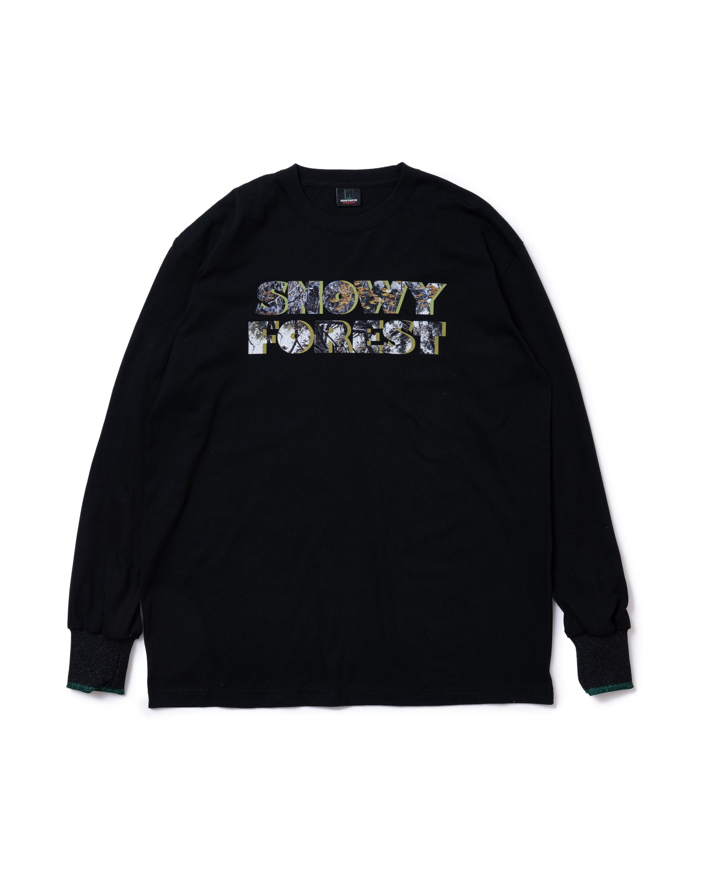 SNOWY FOREST PRINT L/S T-SHIRT (BLACK)