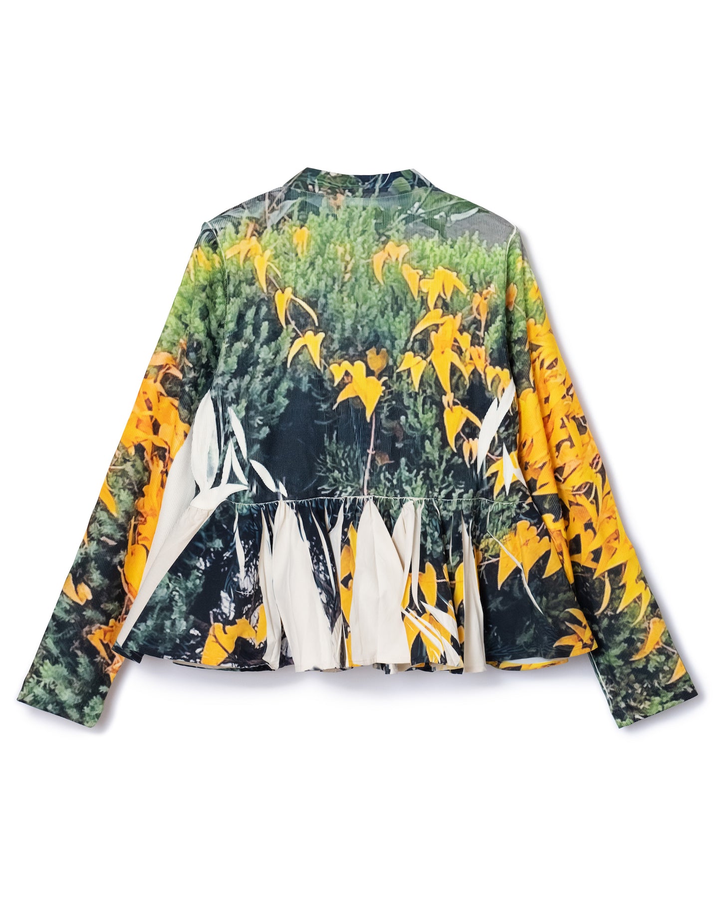 DIRECT PRINT RIB GATHER CARDIGAN (YELLOW WOOD)