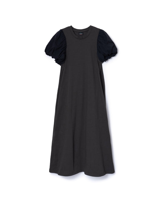 BALLOON SLEEVE ONE-PIECE (GRAY x BLACK)