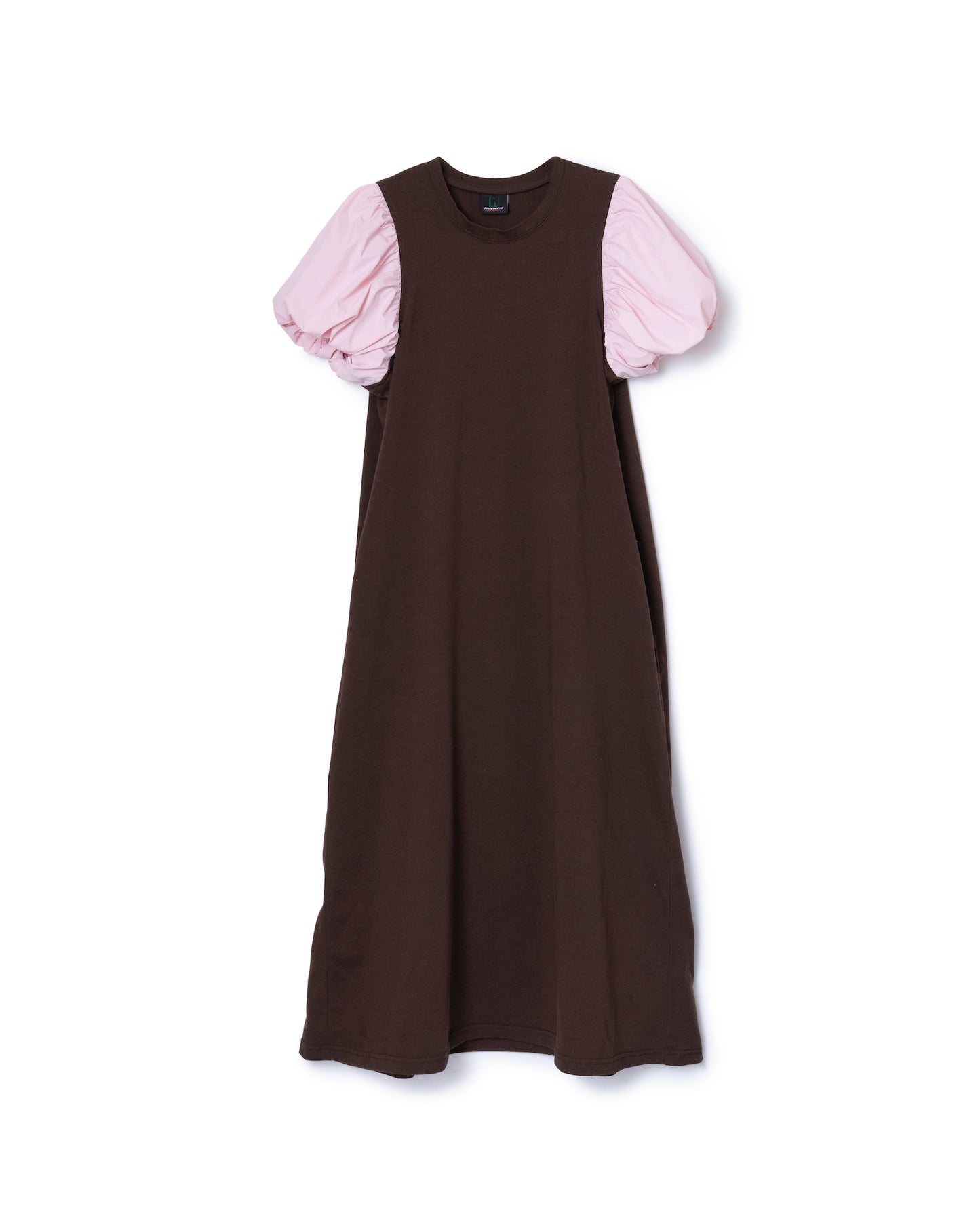 BALLOON SLEEVE ONE-PIECE (BROWN x PINK)
