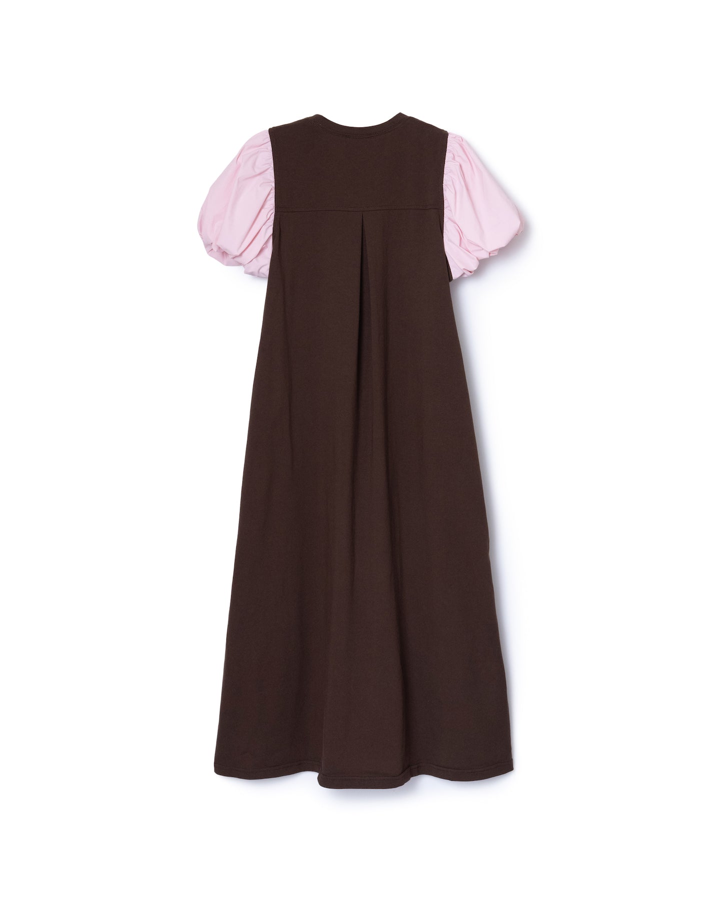 BALLOON SLEEVE ONE-PIECE (BROWN x PINK)