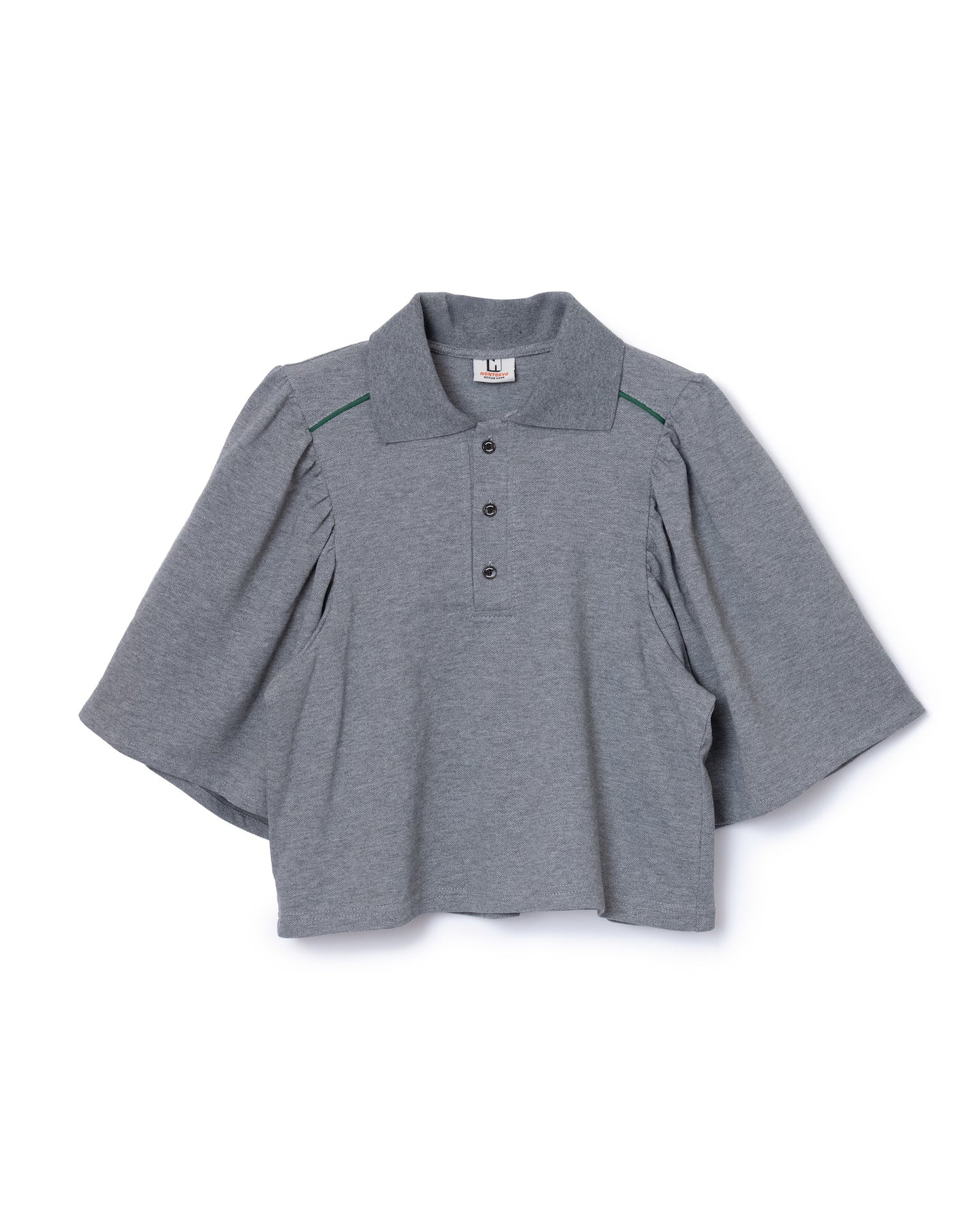 PUFF SLEEVE POLO-SHIRT (GRAY)