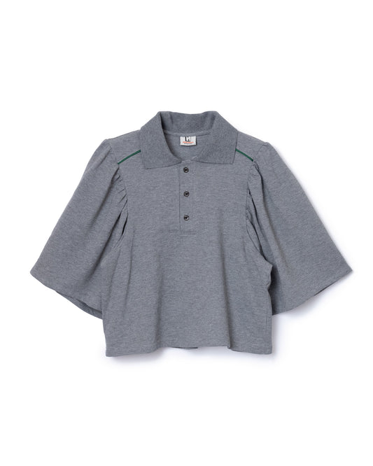 PUFF SLEEVE POLO-SHIRT (GRAY)