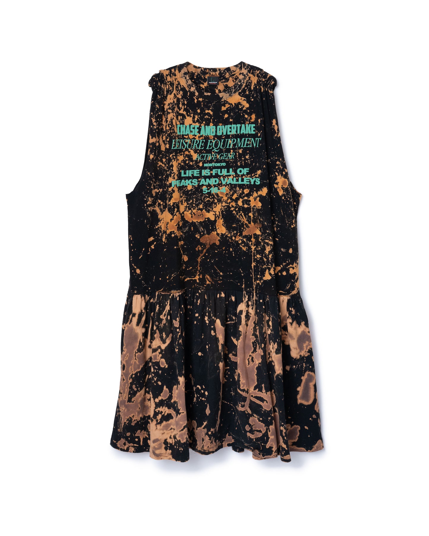 GATHER SHOULDER TIE-DYE ONE-PIECE (BLACK)