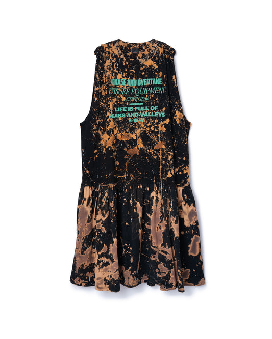GATHER SHOULDER TIE-DYE ONE-PIECE (BLACK)