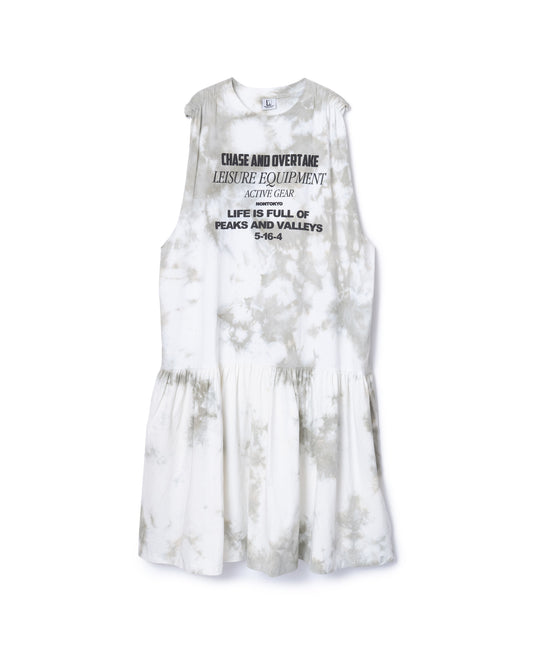 GATHER SHOULDER TIE-DYE ONE-PIECE (WHITE)