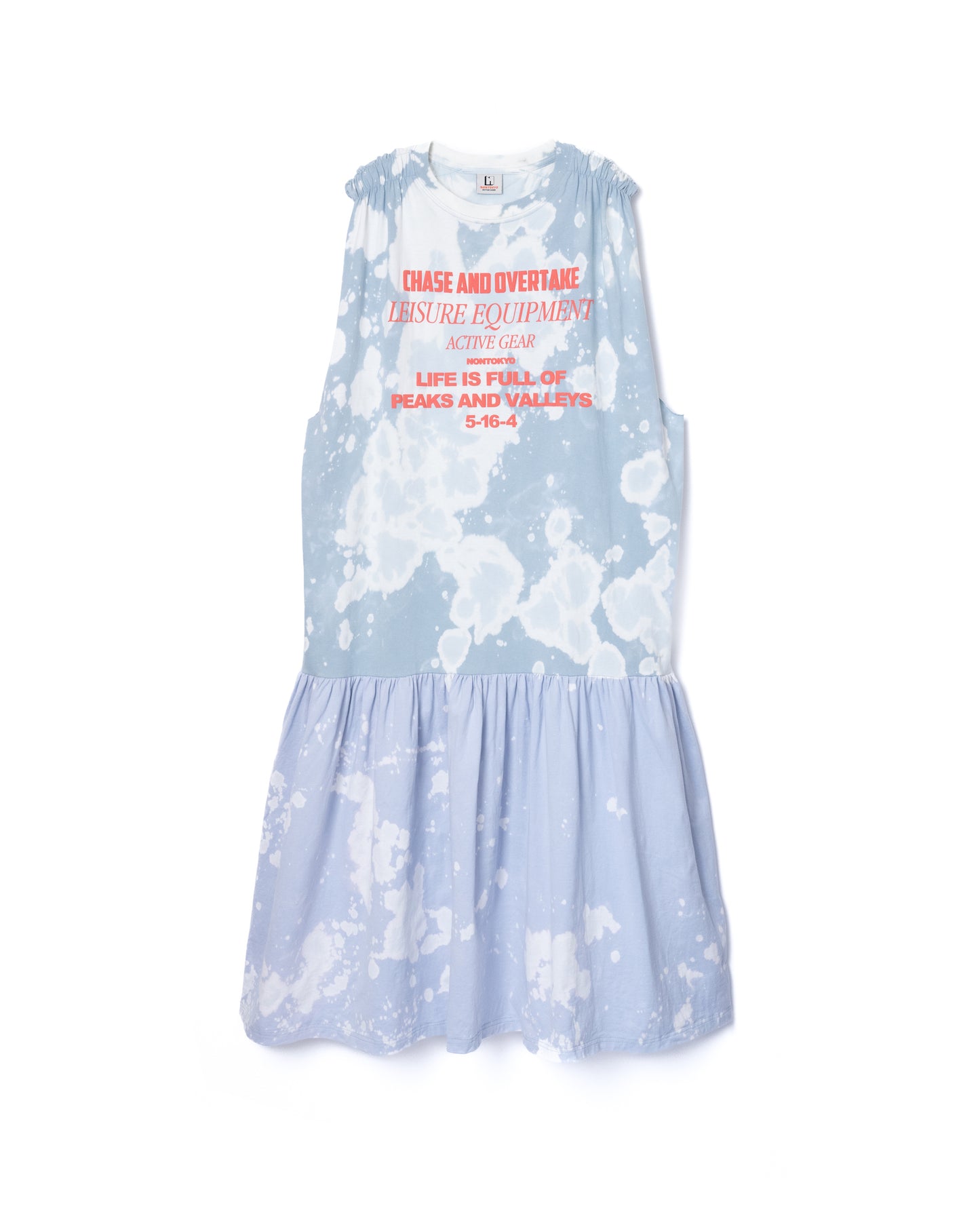 GATHER SHOULDER TIE-DYE ONE-PIECE (BLUE)