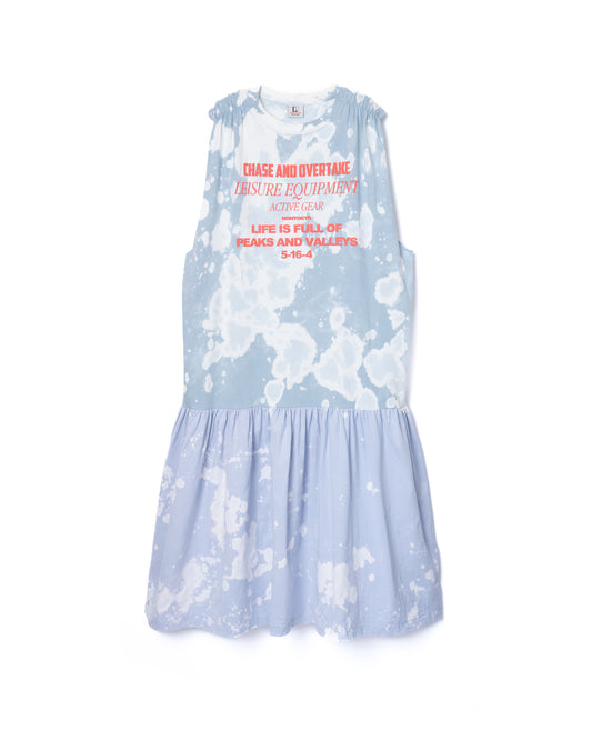 GATHER SHOULDER TIE-DYE ONE-PIECE (BLUE)