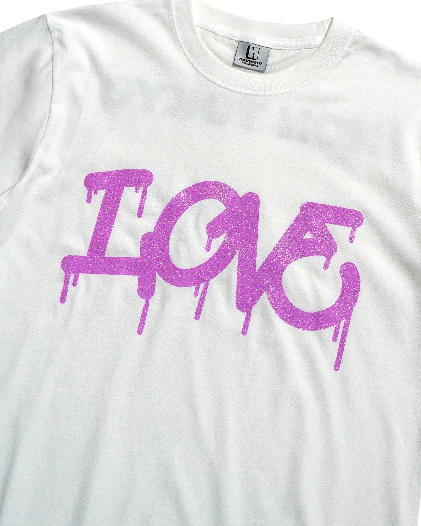 GLITTER PRINT T-SHIRT (LOVE/WHITE)