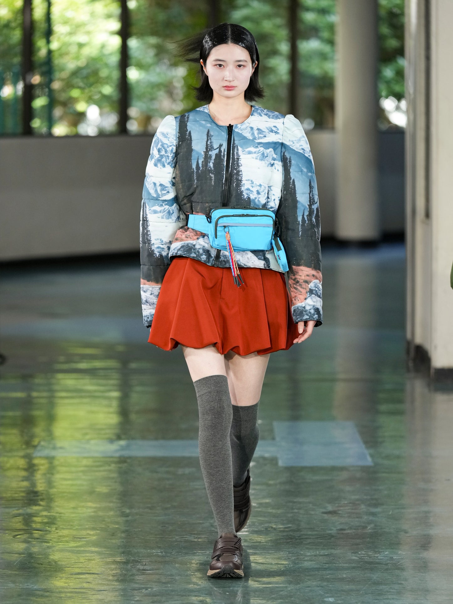 BALLOON MINI SKIRT (BROWN RED)
