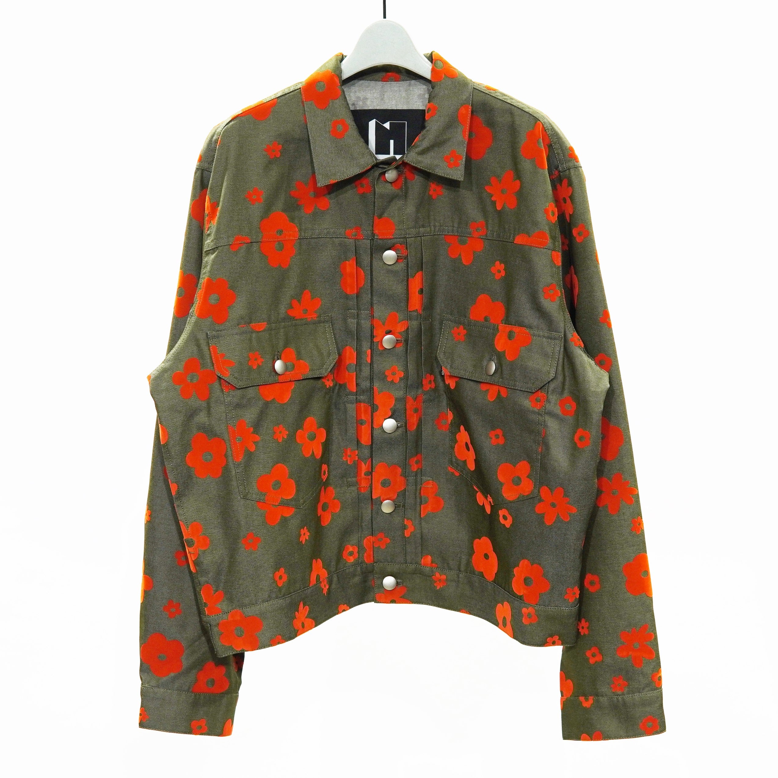 NON TOKYO / FLOKING FLOWER DENIM JACKET (KHAKI) / 〈ノン