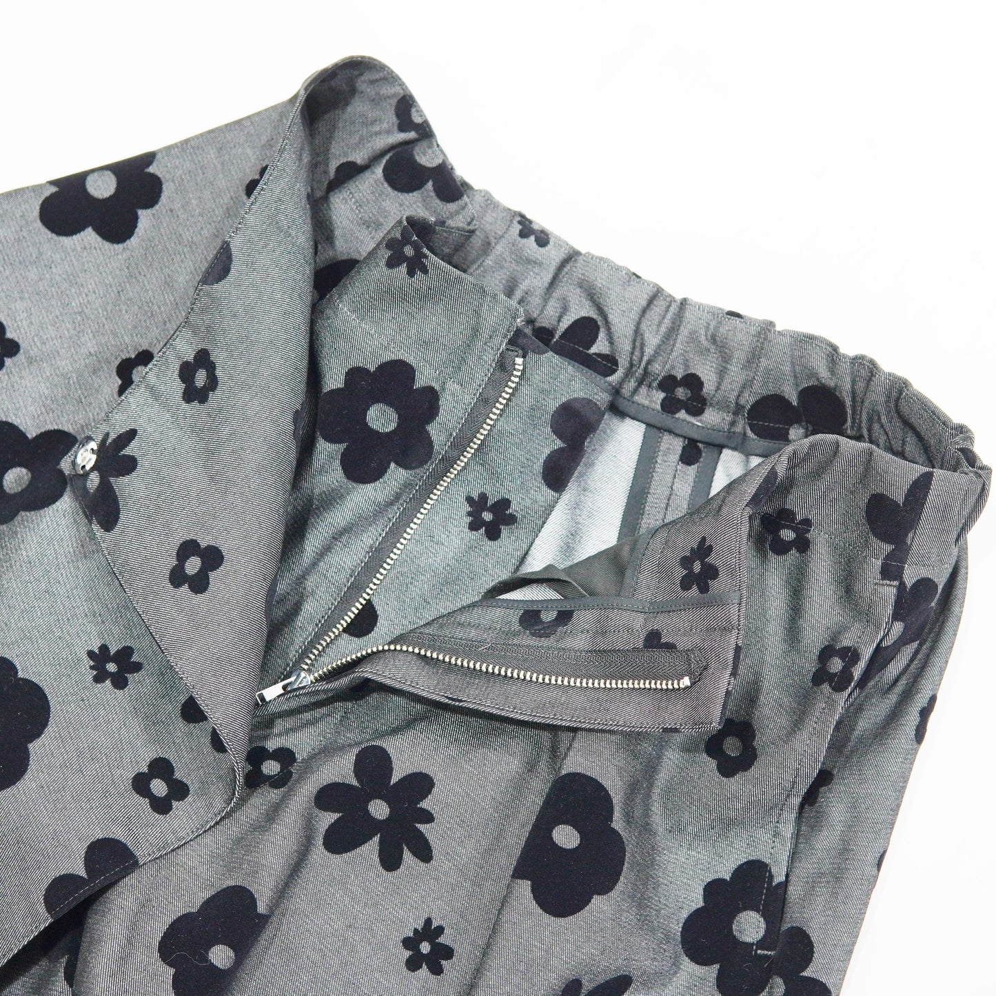 NON TOKYO / FLOKING FLOWER DENIM CULOTTES (BLACK) / 〈ノントーキョー〉フロッキーフラワーデニムキュロット (ブラック)