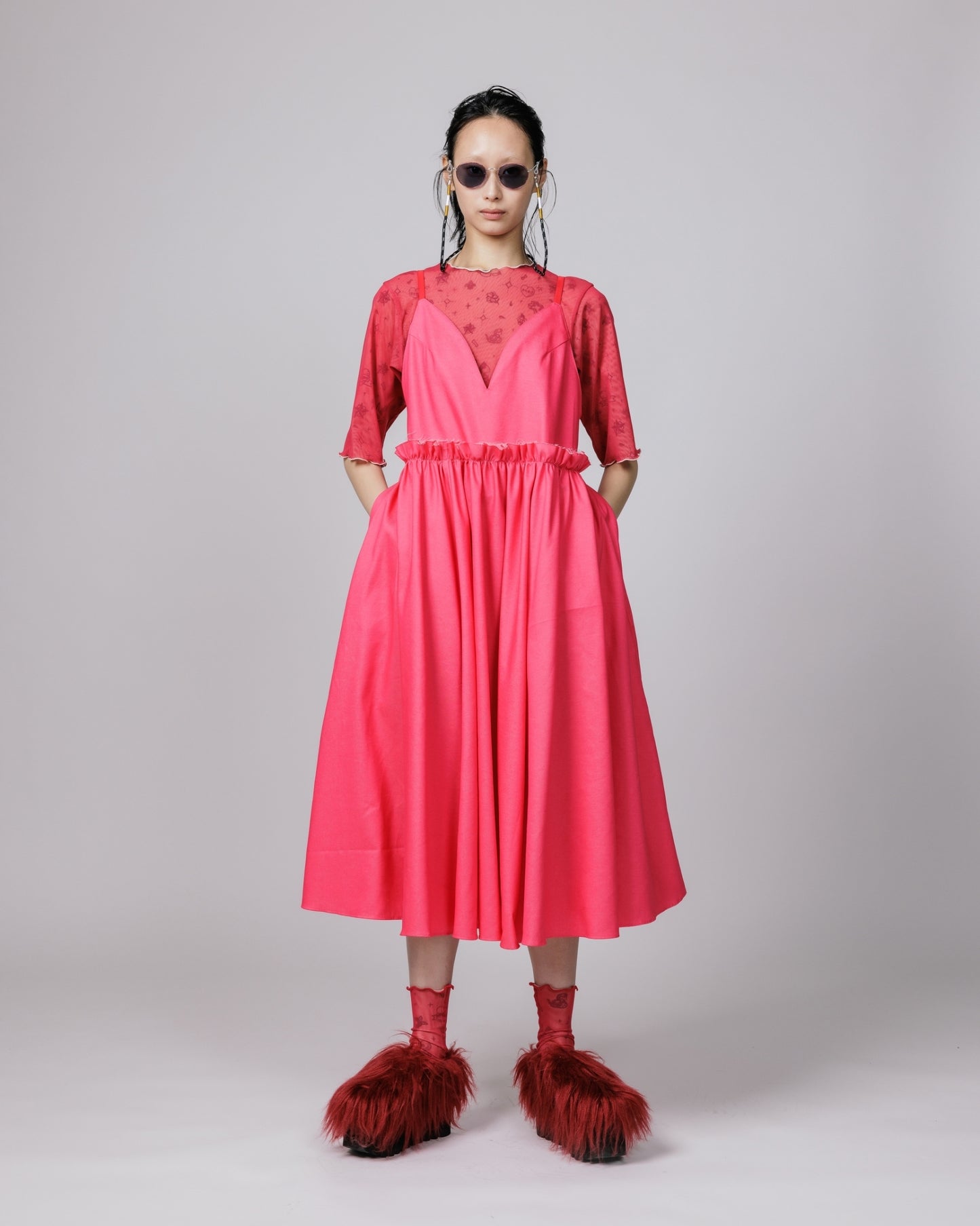 NON TOKYO / FUR SLIP ON (WINE) / <NON TOKYO> Fur slip-on (wine)