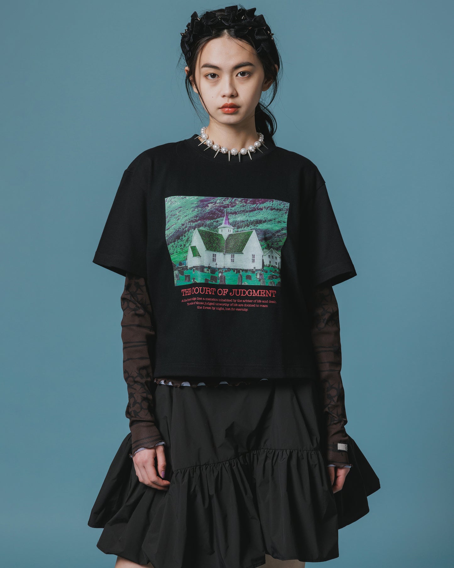 PRINT SHORT T-SHIRT / HOUSE  (BLACK)
