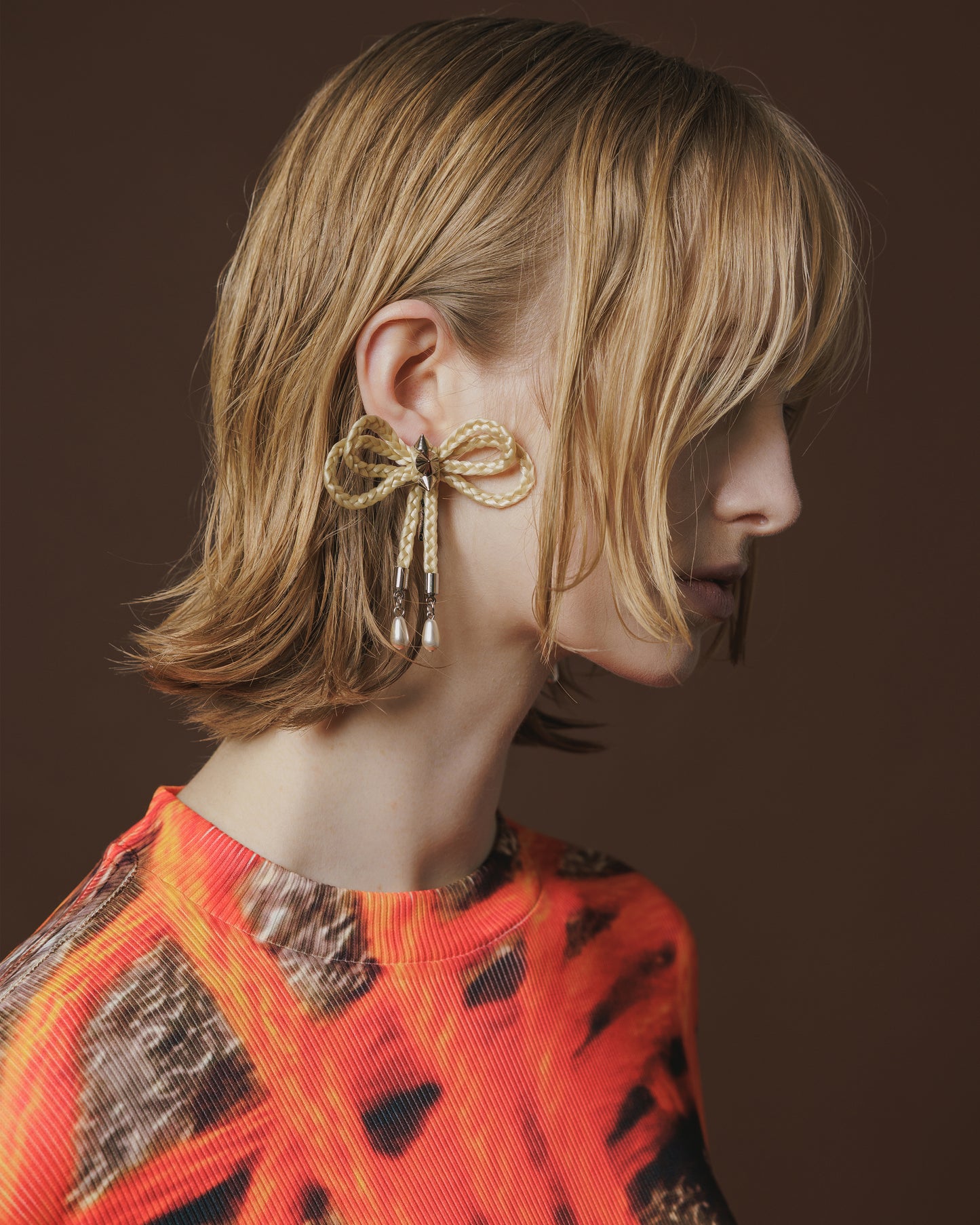 BRAID RIBBON EARRINGS (GOLD)