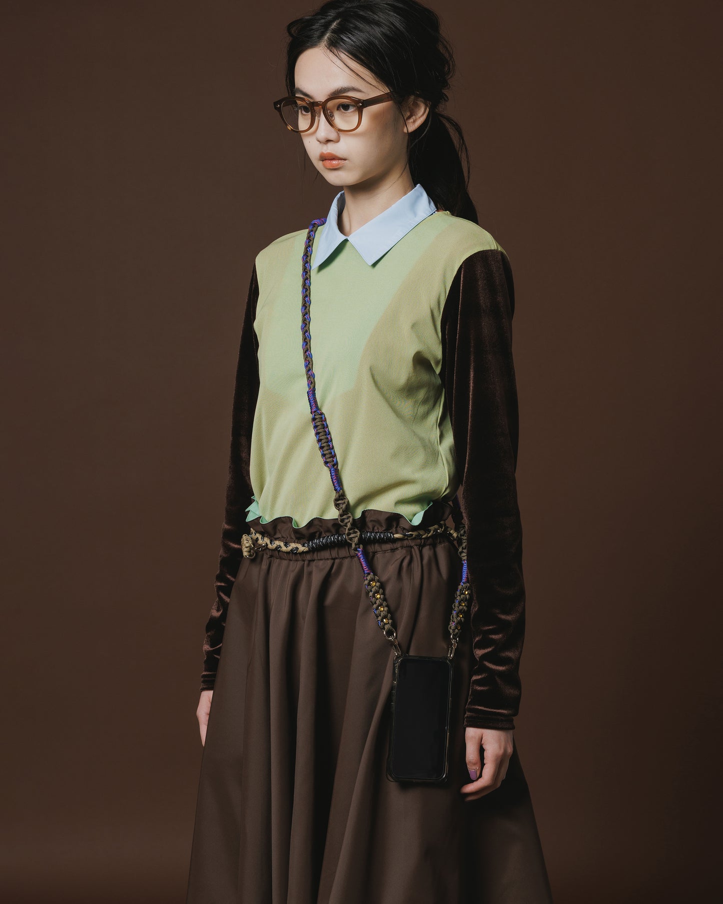 2WAY FLOWER BIJOU STRAP&BELT (KHAKI×BLUE)