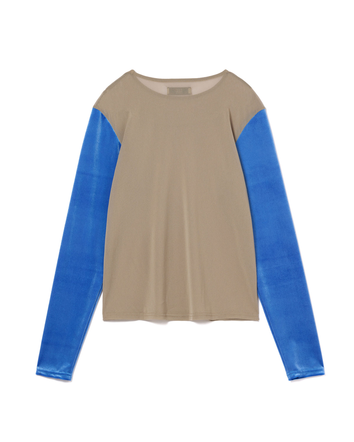 VELVET SLEEVE SHEER C/S (BEIGExBLUE)
