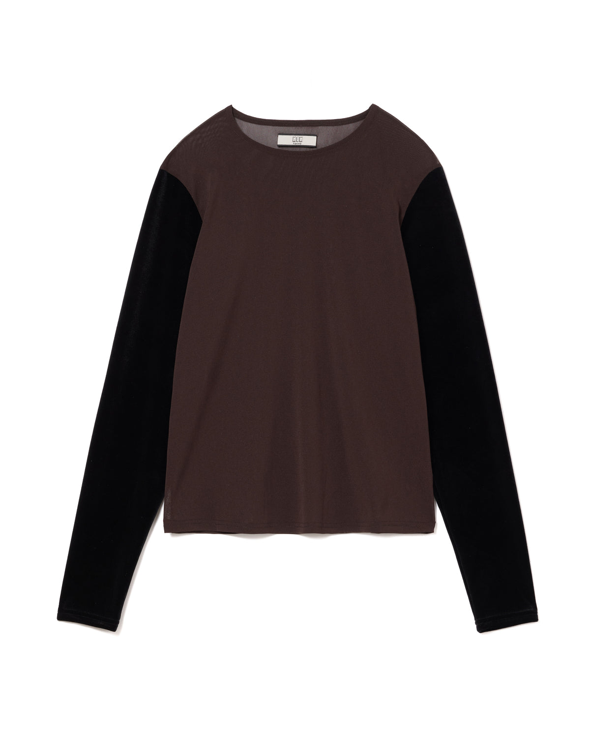 VELVET SLEEVE SHEER C/S (BROWN×BLACK)