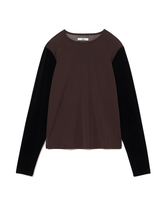 VELVET SLEEVE SHEER C/S (BROWN×BLACK)