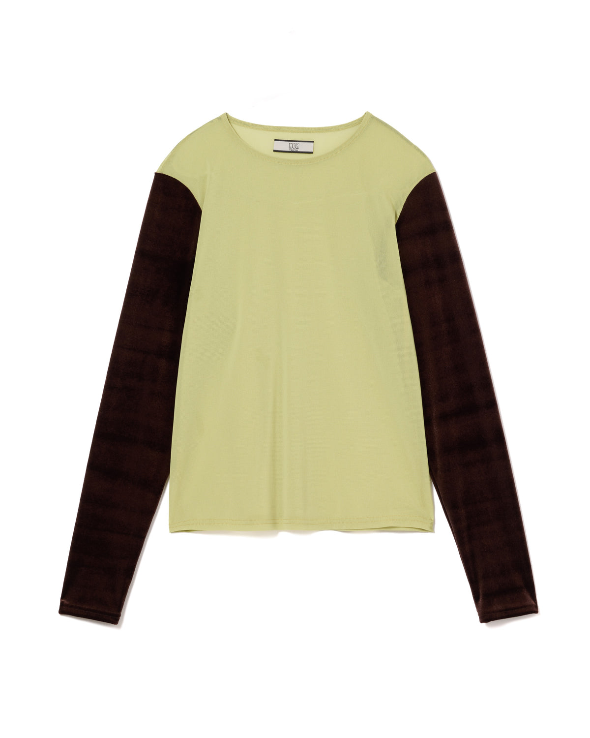 VELVET SLEEVE SHEER C/S (L.GREENxBROWN)