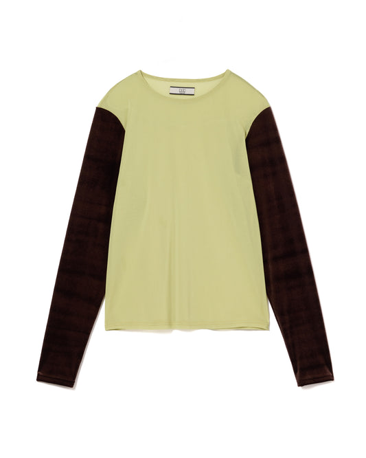 VELVET SLEEVE SHEER C/S (L.GREENxBROWN)