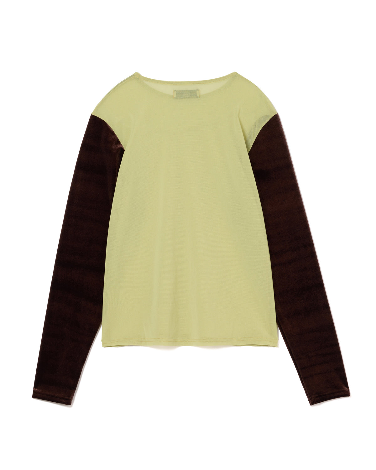 VELVET SLEEVE SHEER C/S (L.GREENxBROWN)