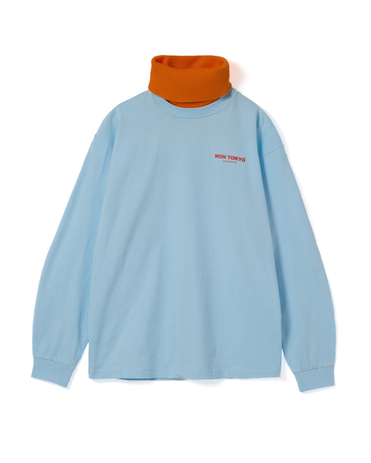 HIGH-NECK L/S T-SHIRT (L.BLUE)