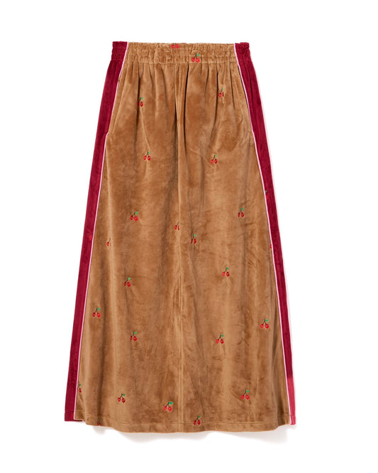 EMBROIDERY VELOUR TRACK SKIRT (BROWN)