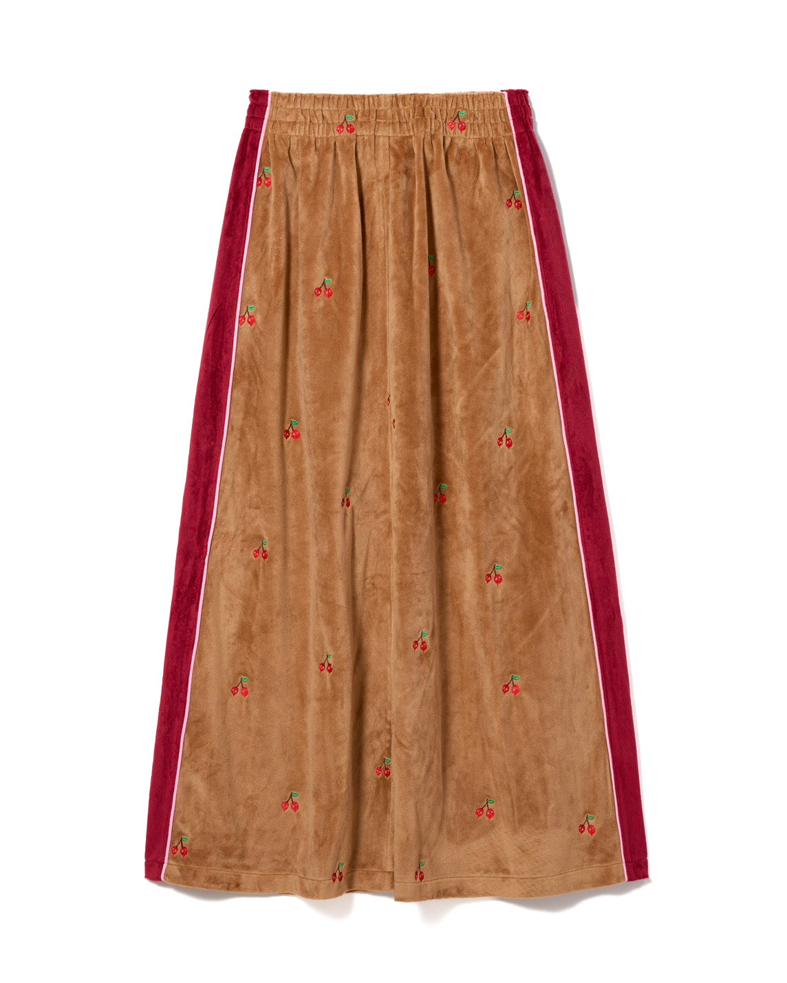 EMBROIDERY VELOUR TRACK SKIRT (BROWN)