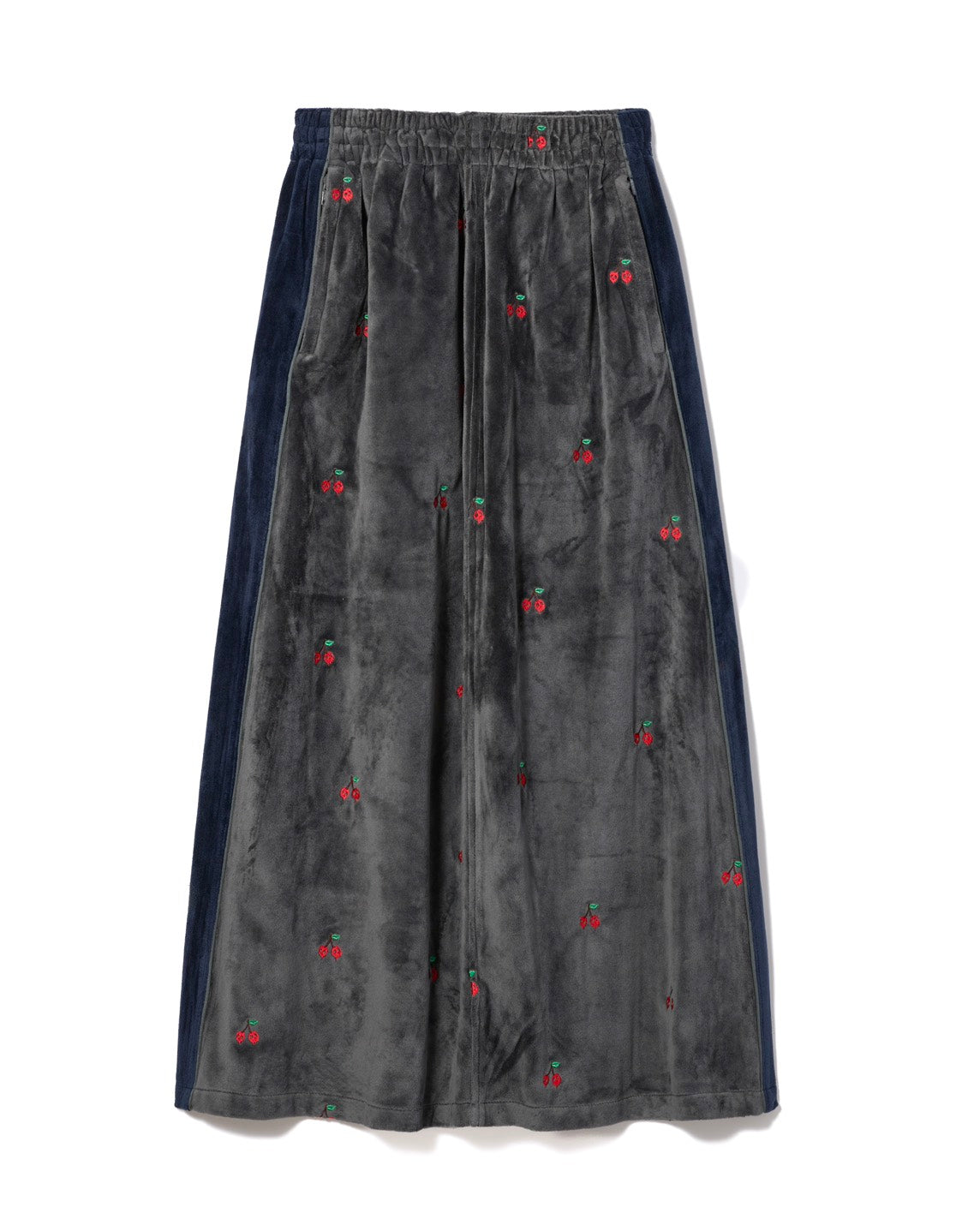 EMBROIDERY VELOUR TRACK SKIRT (GRAY)