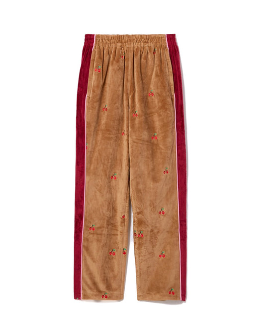 EMBROIDERY VELOUR TRACK PANTS (BROWN)