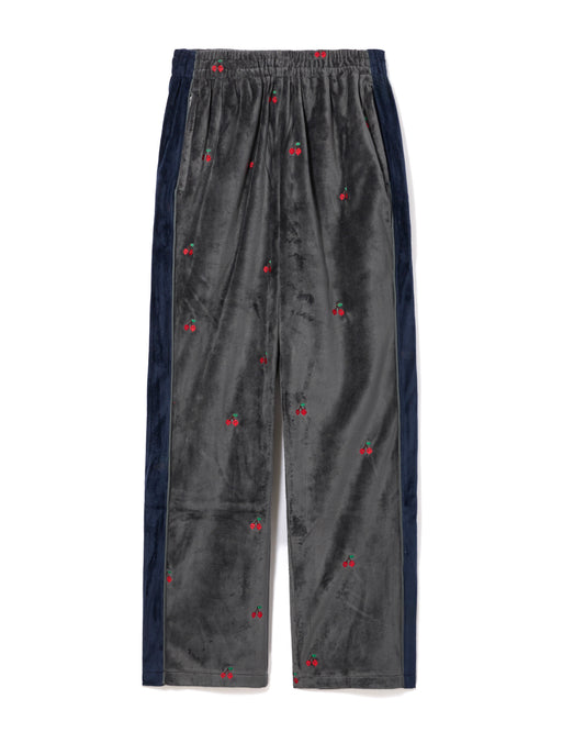 EMBROIDERY VELOUR TRACK PANTS (GRAY)