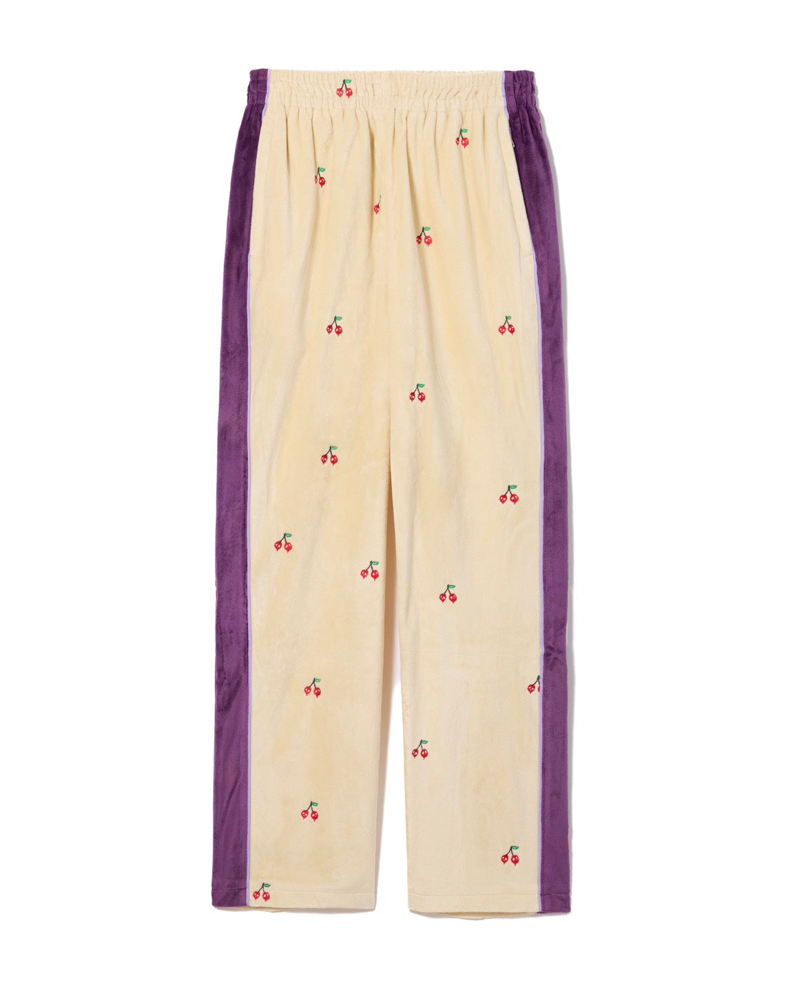 EMBROIDERY VELOUR TRACK PANTS (IVORY)