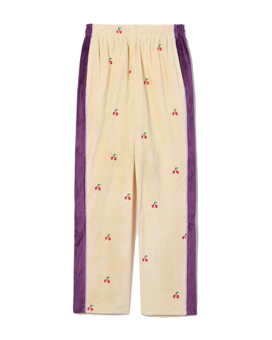 EMBROIDERY VELOUR TRACK PANTS (IVORY)