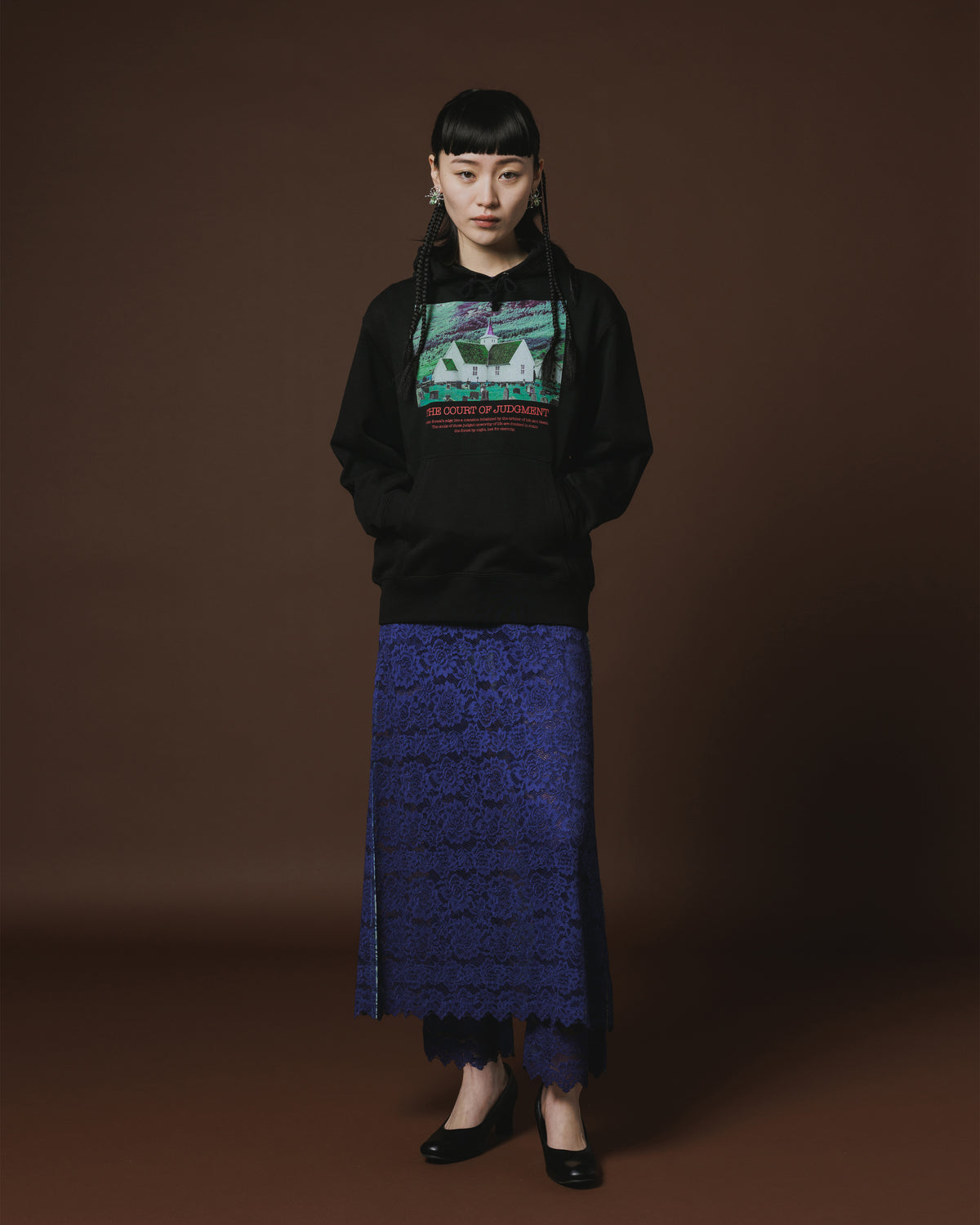 PRINT PULLOVER PARKER / HOUSE (BLACK)
