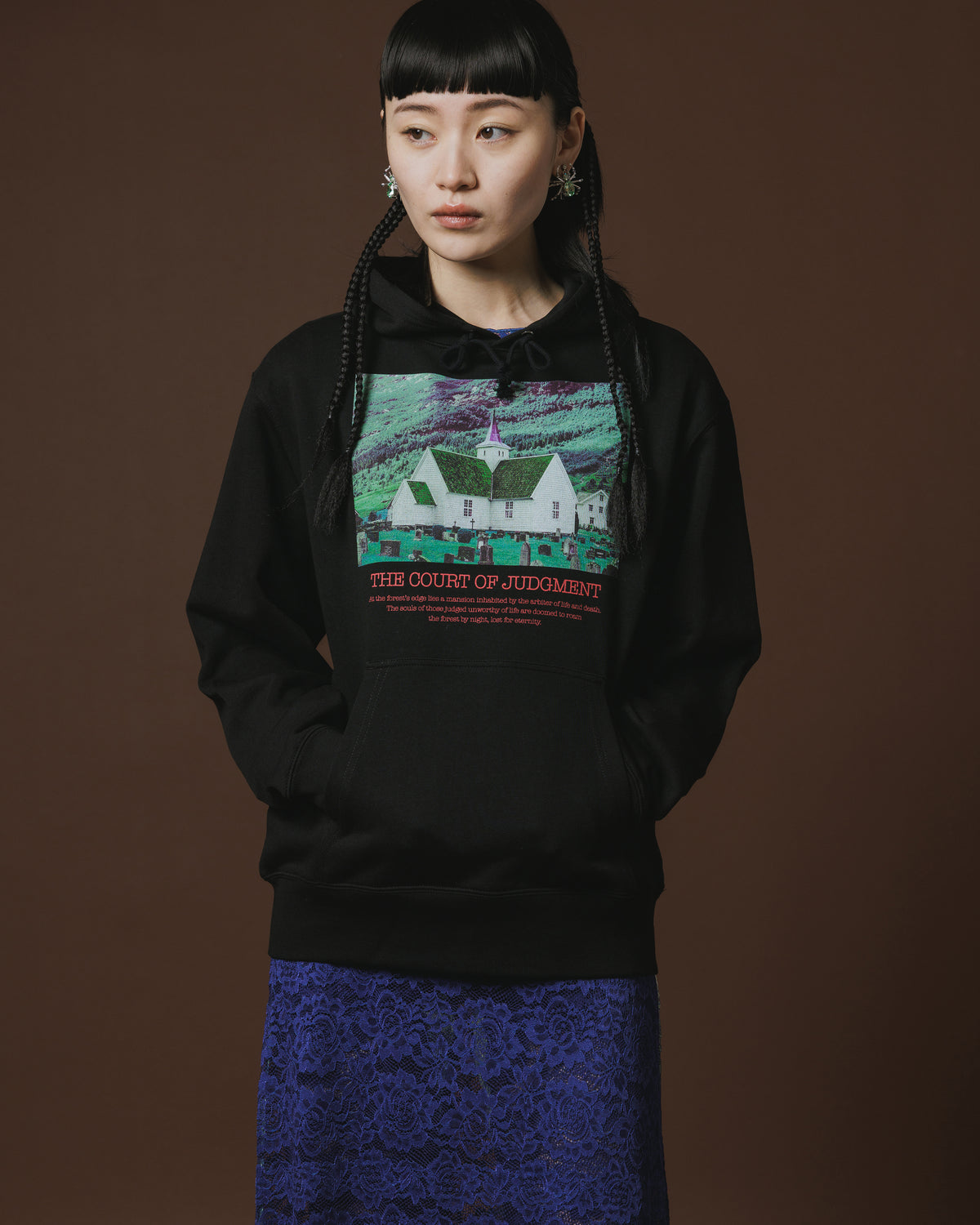 PRINT PULLOVER PARKER / HOUSE (BLACK)