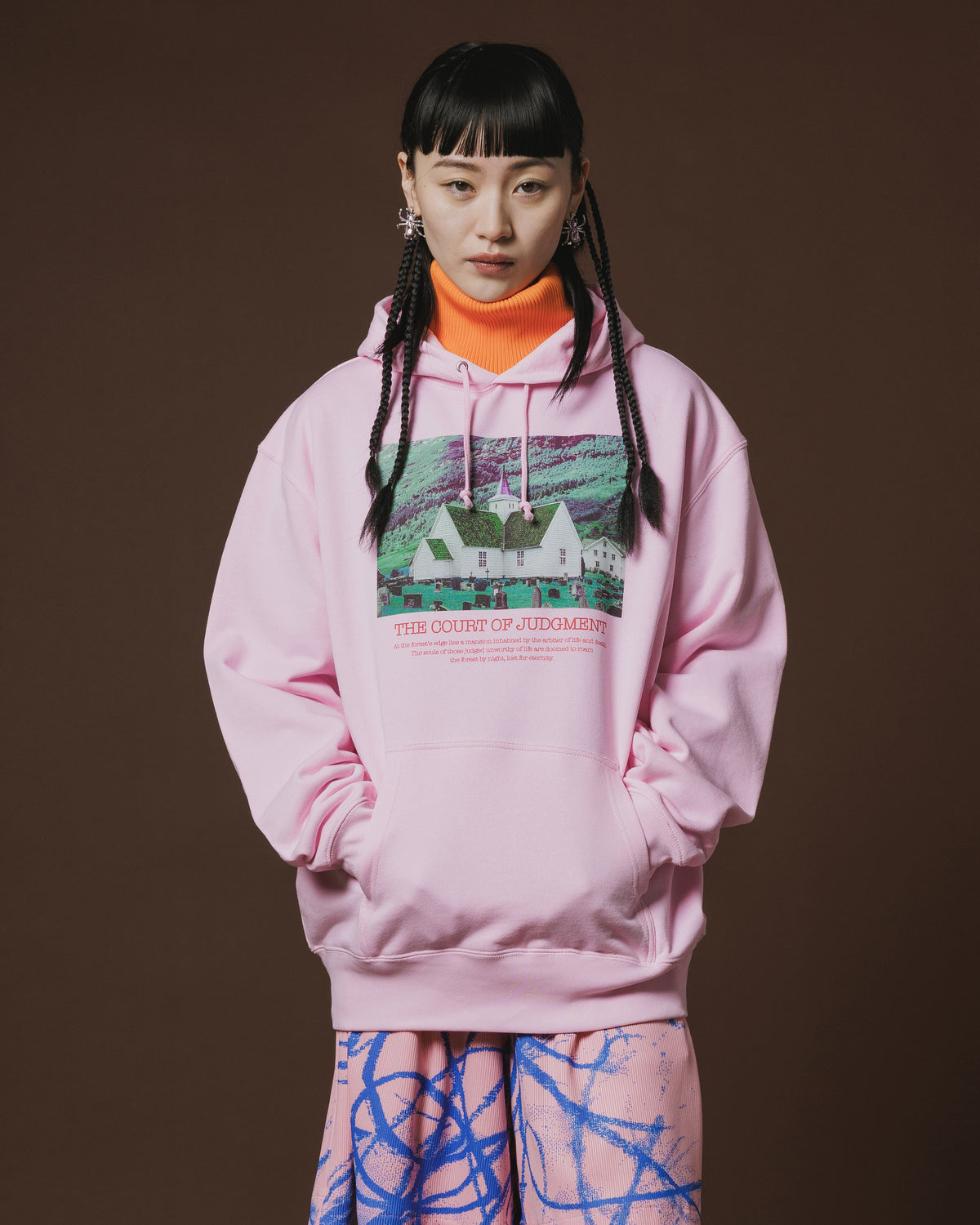 PRINT PULLOVER PARKER / HOUSE (PINK)