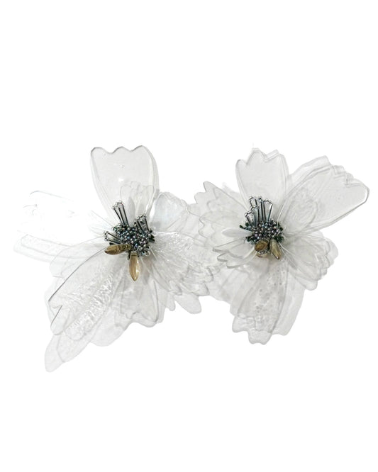NON TOKYO / CLEAR FLOWER EARRING (CLEAR) / 〈ノントーキョー〉クリアフラワーイヤリング (クリア)