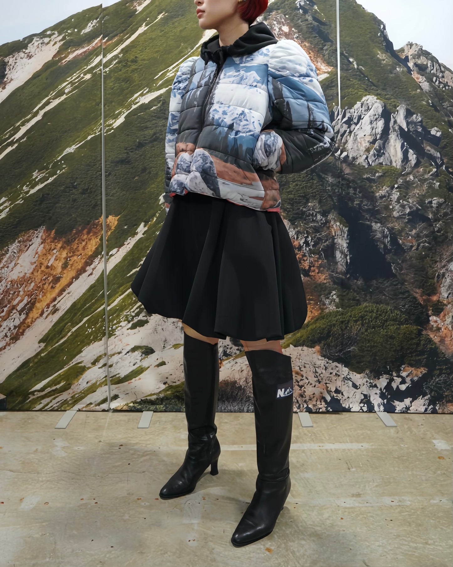 REVERSIBLE PUFFSLEEVE PADDING JACKET (MOUNTAIN x PINK)