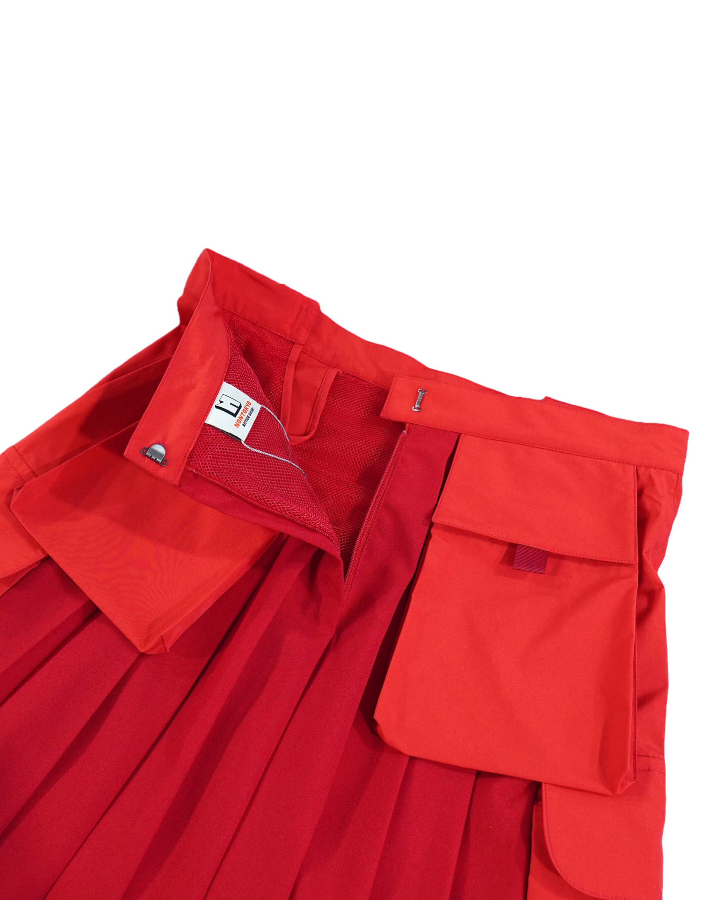 2WAY MULTIPOCKET PLEATS SKIRT (RED)